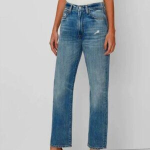 7 For All Mankind EASY SLIM CROPPED PALMA ROSA HIGH WAIST Distressed Denim